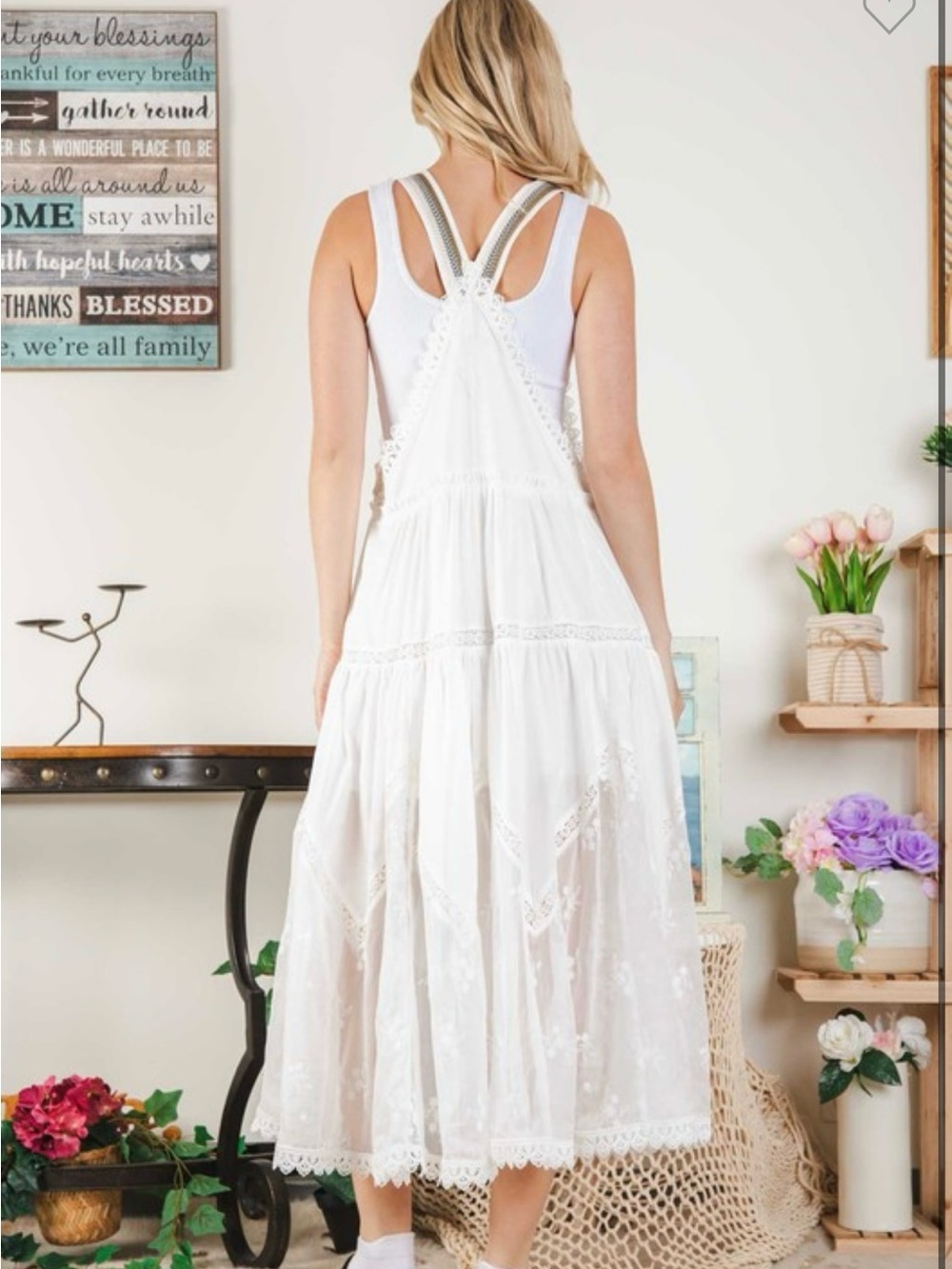 Blue Velvet NWT White Lace Overall Maxi Dress Medium - Picture 3 of 16